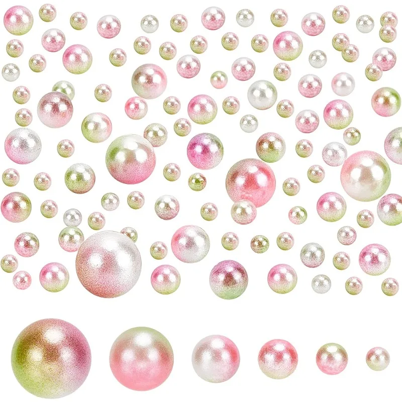 1520pcs No Hole Pearl Beads 6 Sizes Undrilled Imitated Pearl Beads Pink Loose Beads for Christmas Vase Fillers Wedding Party