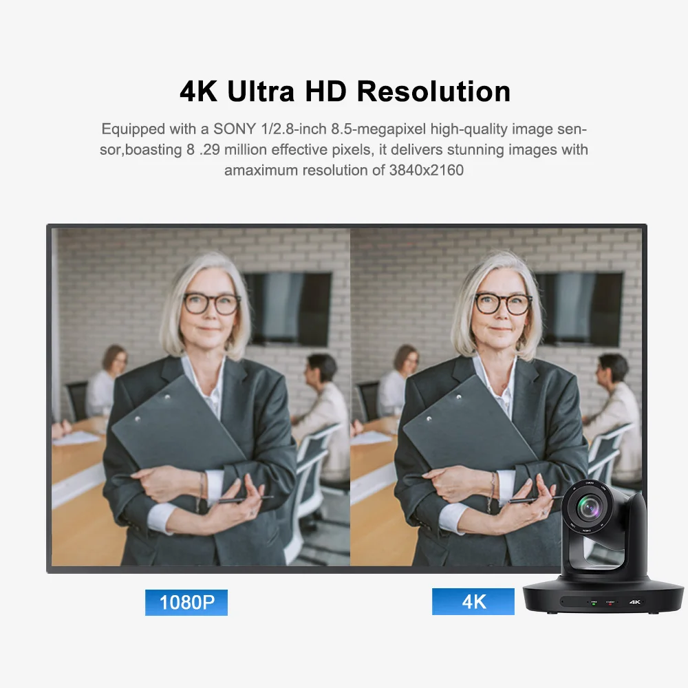 4K AI Auto Tracking PTZ Camera 20X Optical Zoom USB3.0 HDMI LAN PoE Voice Pickup For Conference & Live Streaming