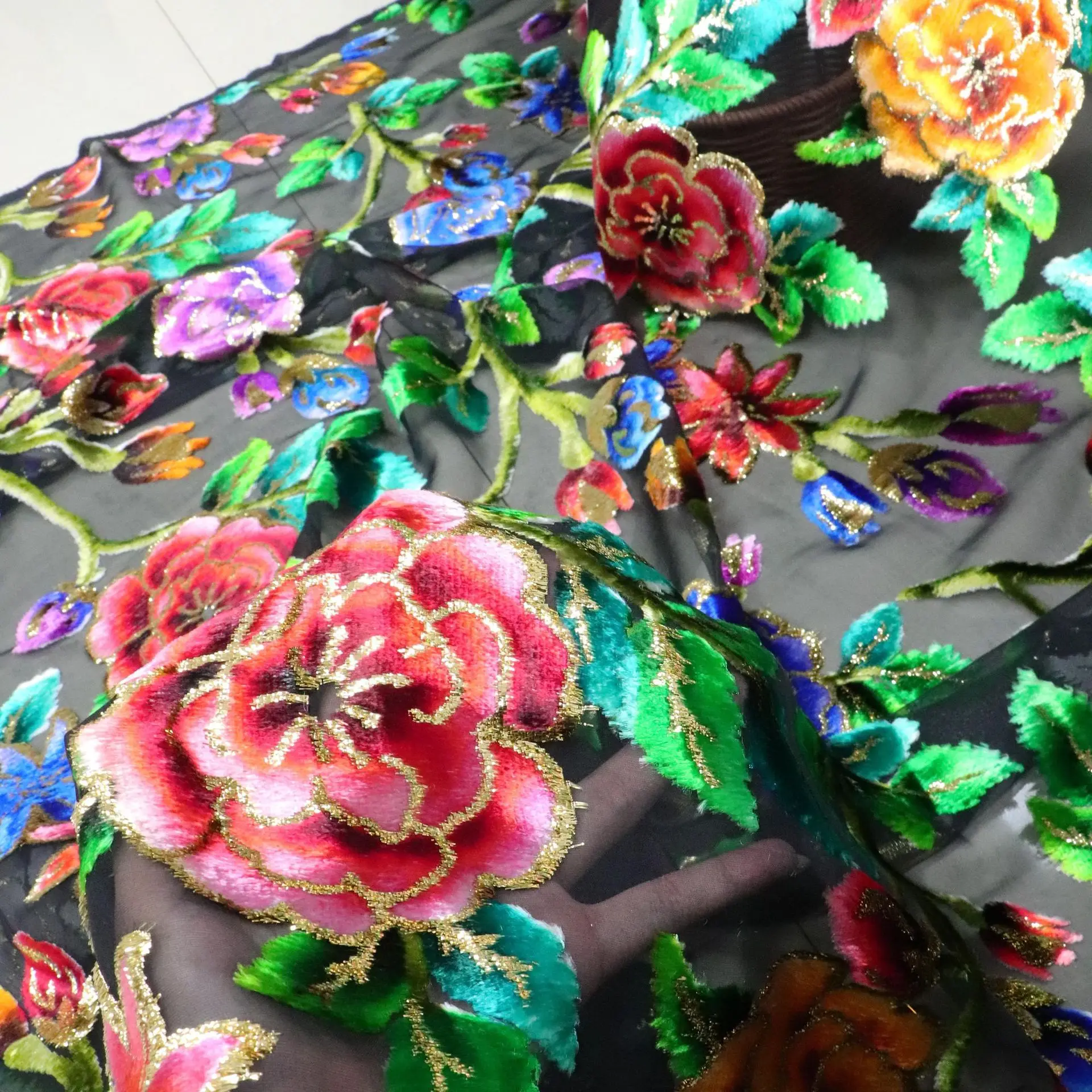 シルクジャカードベルベット織りジョー生地、ドレス、チャイナドレス