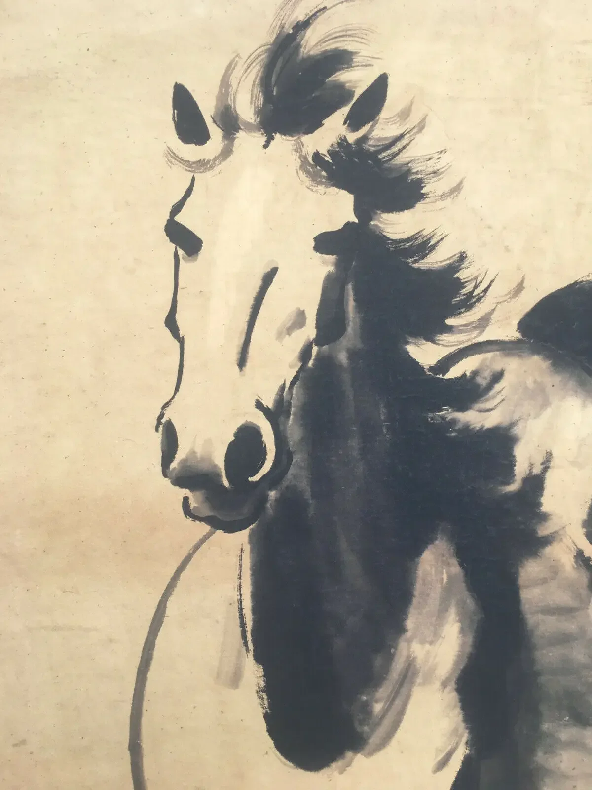Chinese Old Scroll Xu Beihong - Galloping Horses Painting Rice Paper Painting