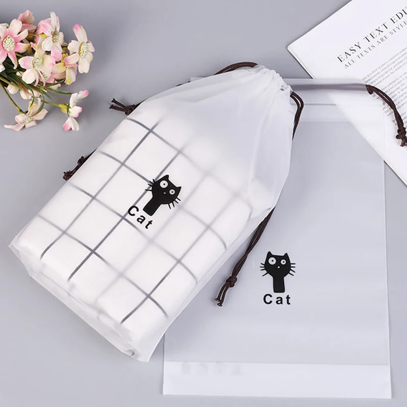 Portable Shoe Storage Organizer Travel Storage Bag Waterproof Transparent Plastic Storage Bag Drawstring Eco Bags Storage Bag