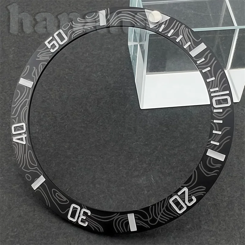 Sloping 38mm * 30.6mm ceramic/aluminum blue luminous bezel gmt and diving watch Insert fit for 40mm watch case replacement watch
