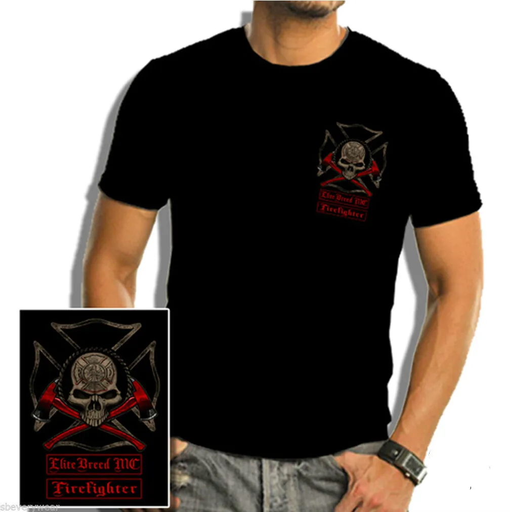 

Firefighter Firemen Fire Rescue DEPT Biker Skull T-Shirt 100% Cotton O-Neck Summer Short Sleeve Casual Mens T-shirt Size S-3XL