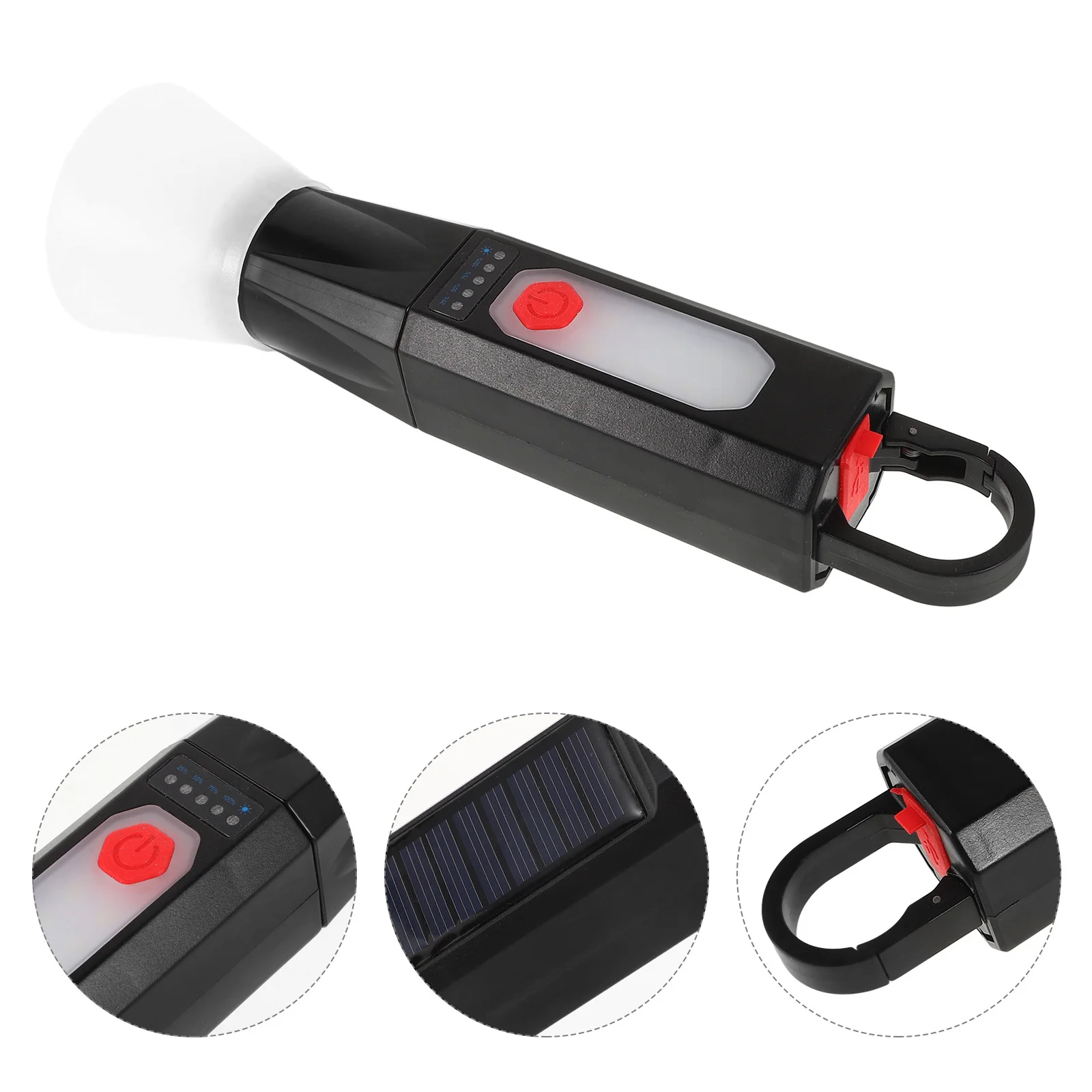 

Solar Rechargeable Flashlight Dual Charging Portable Led Camping Lamp Usb Powered Outdoor Travel Light High Brightness Zoomable