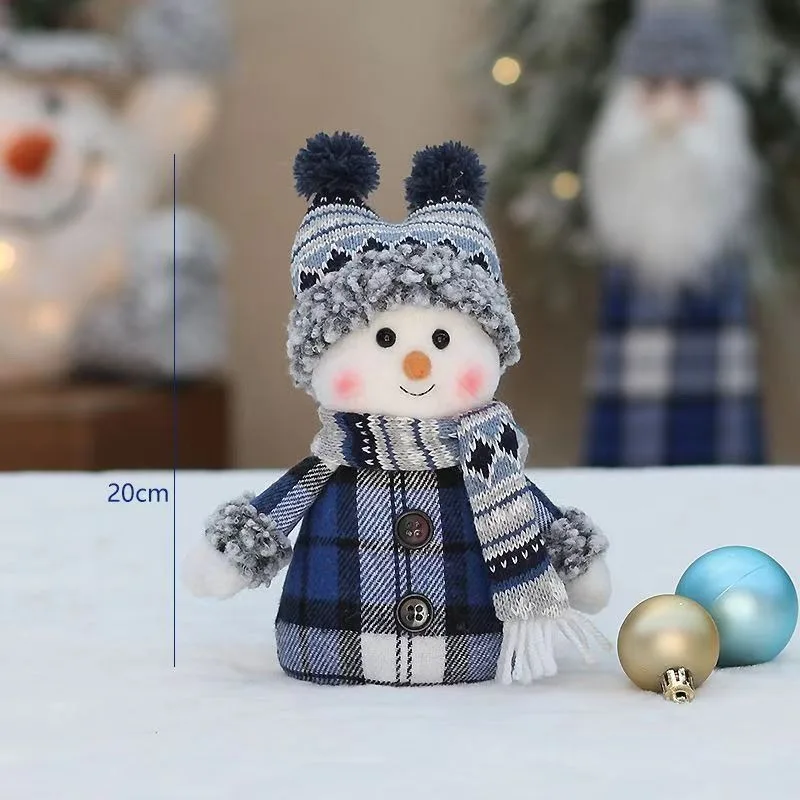 

20cm/7.87in Plush Knitted Fabric Snowman Girl Stuff Cotton Winter Kawaii Creativity Collectible Decorative Dolls Christmas Gifts