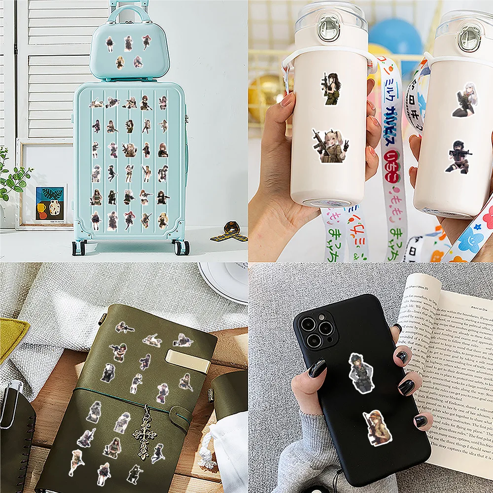 50 個クール軍事アニメ女の子落書きステッカー面白い漫画デカールノートブック電話ギターカップスケートボード防水ステッカー