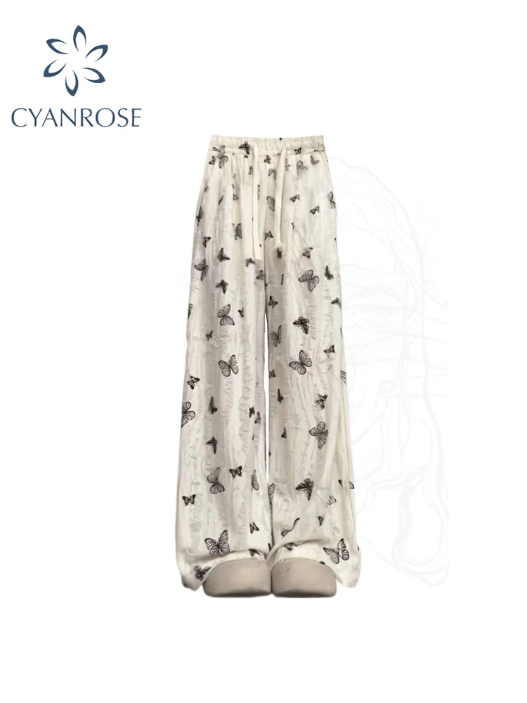 

Women's Off White Baggy Print Pants Jogger Harajuku Aesthetic Y2k 2000s Oversize Pants Vintage Casual Fashion Trousers Clothes