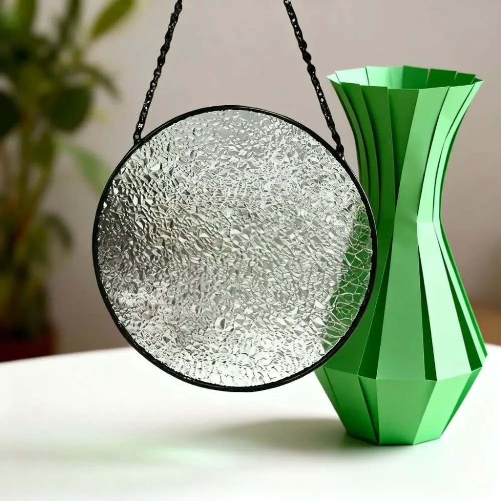 Round Blank Textured Glass Sun Catcher Hammered Glass Surface Metal Wrapped Edge Suncatcher Home Decor DIY Art Painting