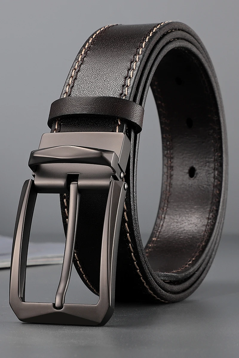 Belt men's leather pin buckle first layer cowhide casual simple young people's belt casual real cowhide young people belt