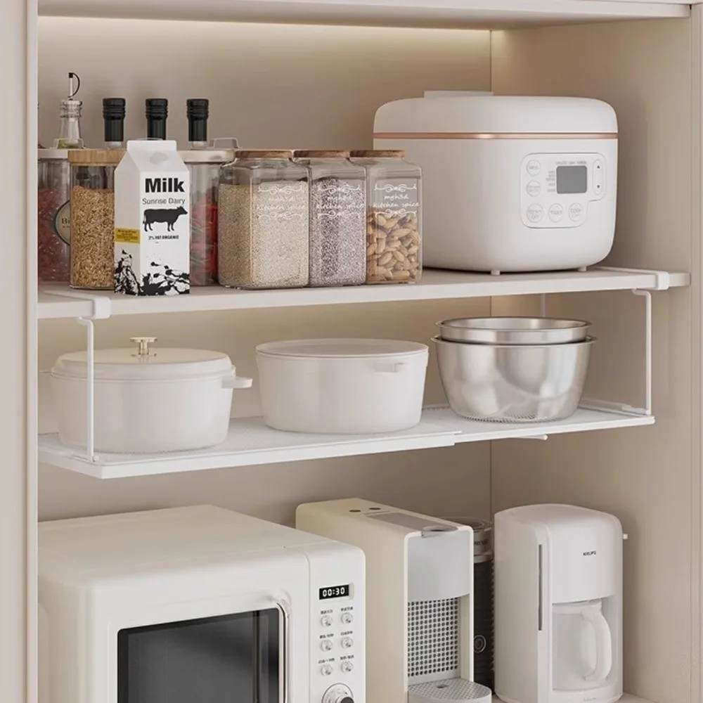 New Metal Under Cabinet Shelf Hanging Extendable Storage Basket Space Saving Multi-purpose Under Desk Storage Rack Kitchen Use