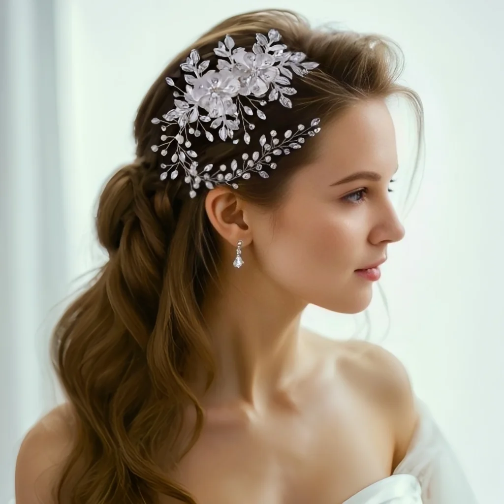 

Elegant Wedding Headband with Comb Handmade Pearls Bride Headpiece Girls Woman Headwear Bridal Hair Jewelry Tiara HP511