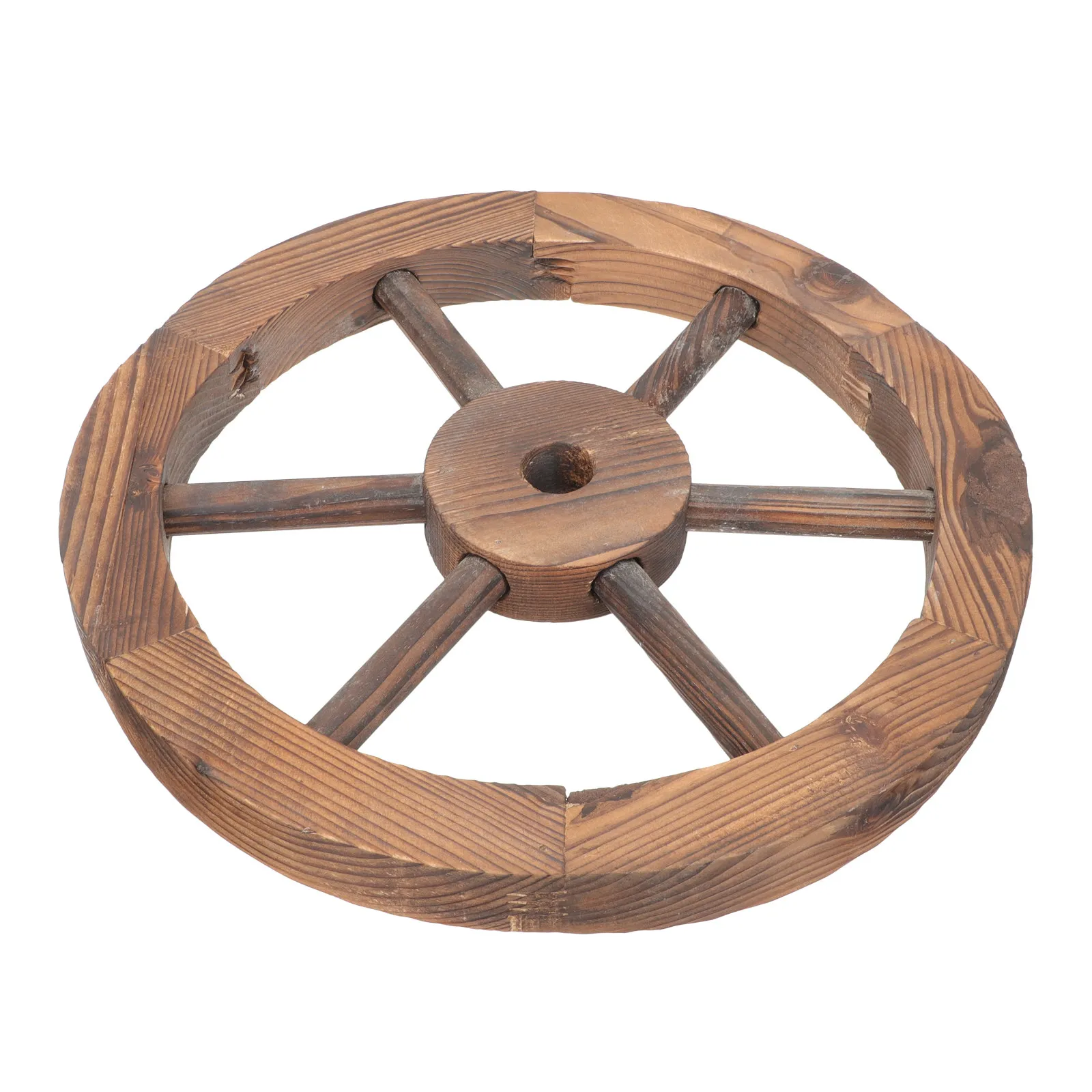 Handcrafted Wooden Wagon Wheel Wall Decor Vintage Rustic Wall Art Ornament for Home Garden Living Room Balcony Study