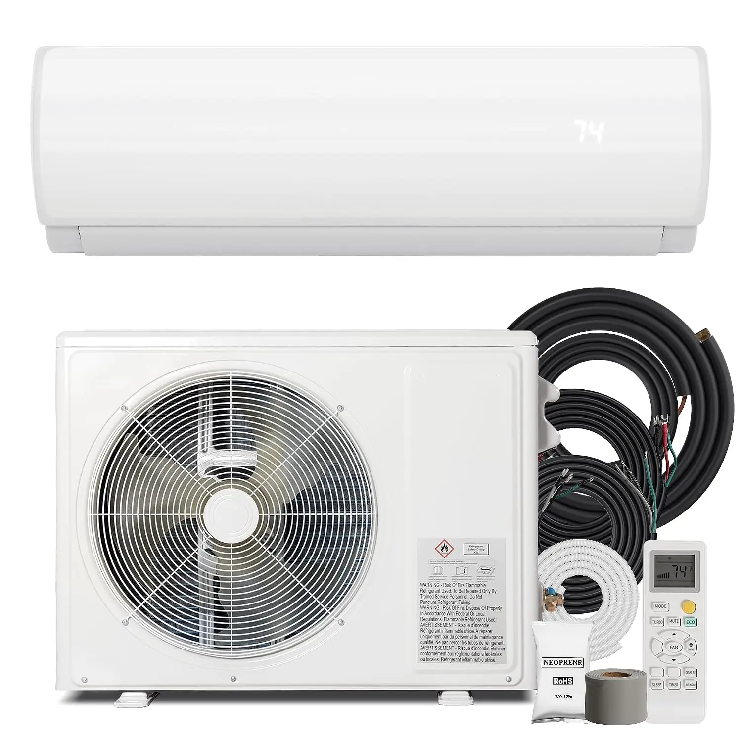 12000BTU Mini Split Air Conditioner Heat Pump 19 SEER2 Inverter Compressor 230V Custom AC Unit for Cooling up to 750 Sq. Ft. Spa