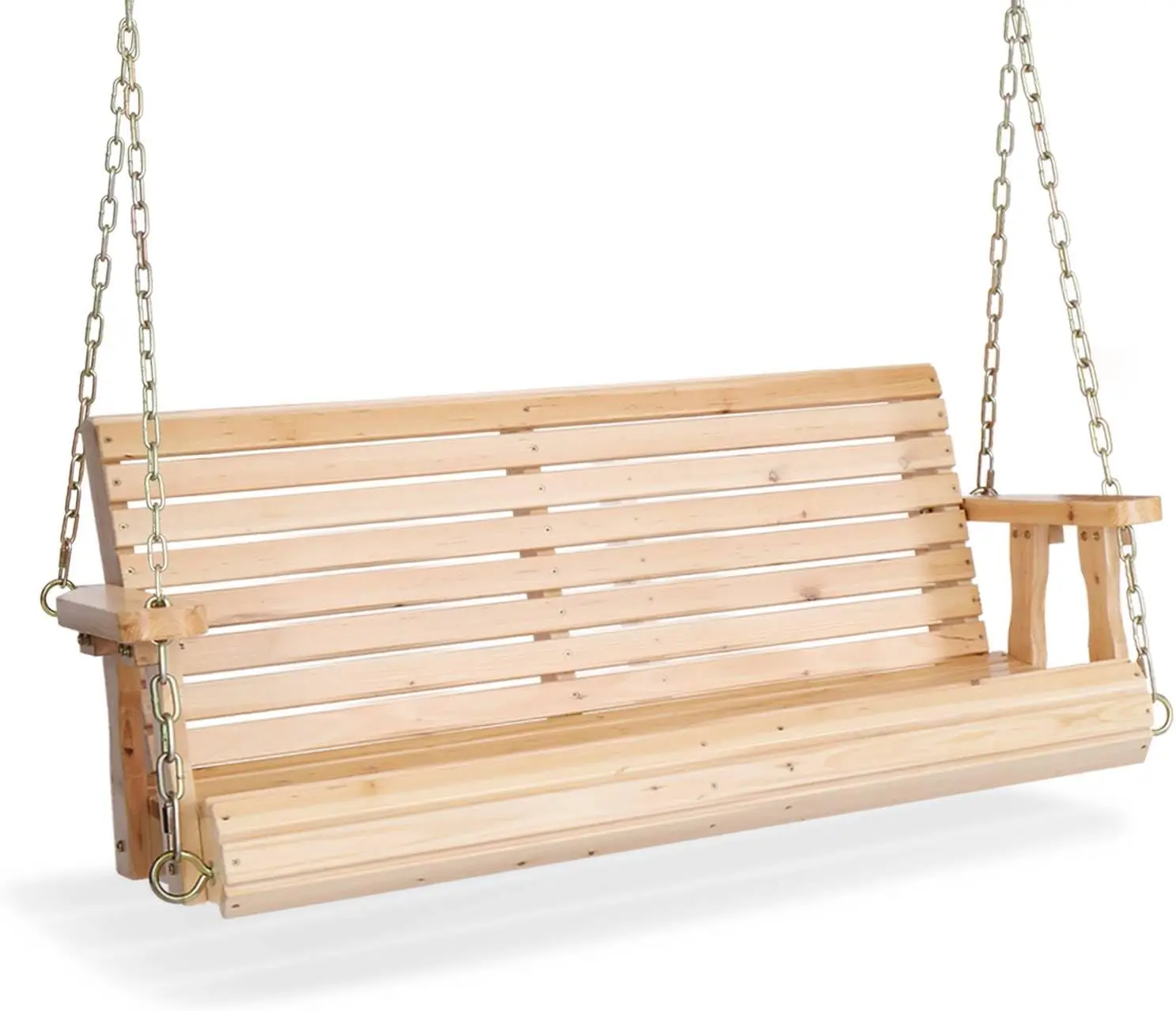 

VINGLI Upgraded Patio Wooden Porch Swing for Courtyard & Garden, Heavy Duty 880 LBS Swing Chair Bench with Hanging Chains