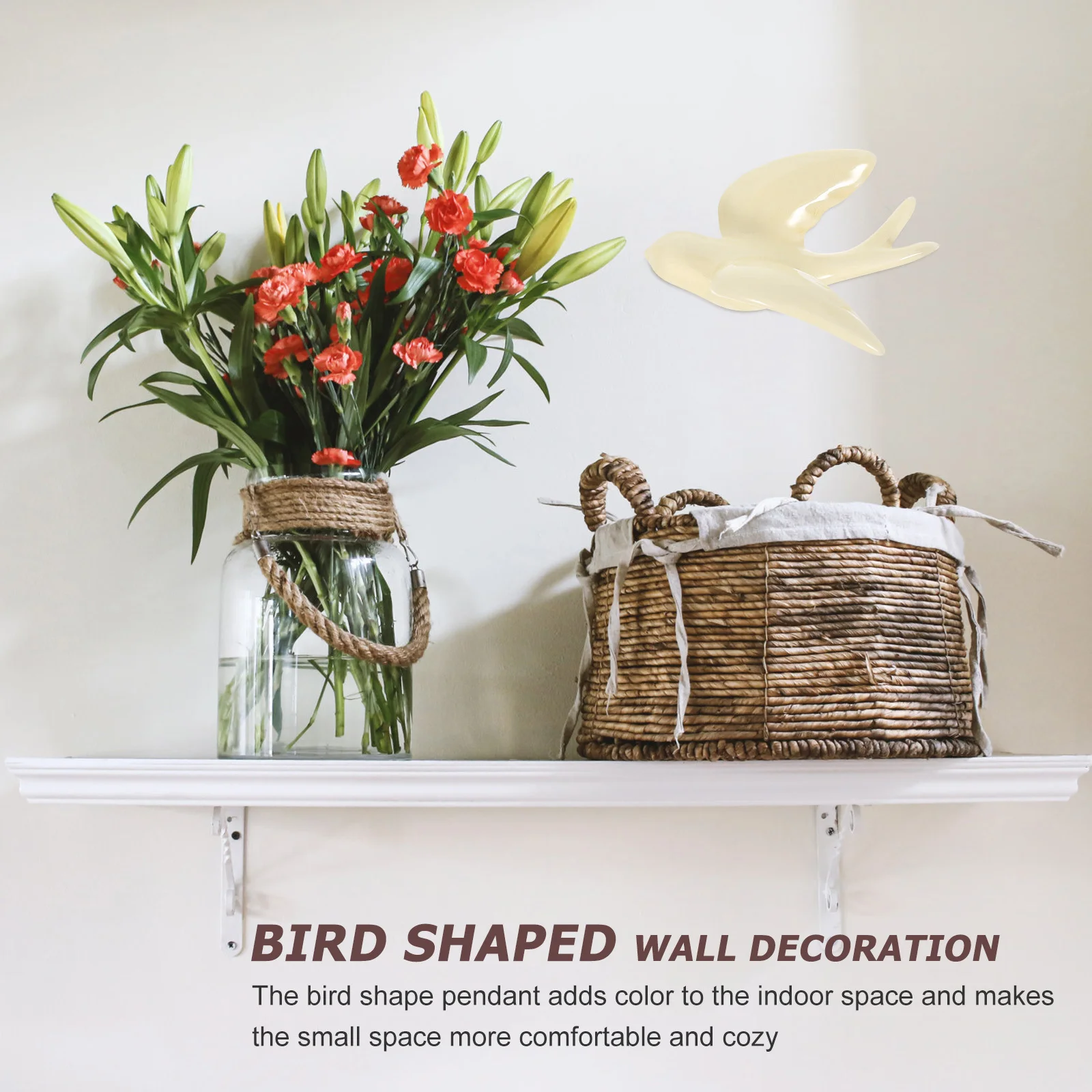 

Ceramic Bird Wall Decor Bird Shape Pendant Vivid Textured Wall Hanging Decoration for Hotel Bedroom Living Room Indoor