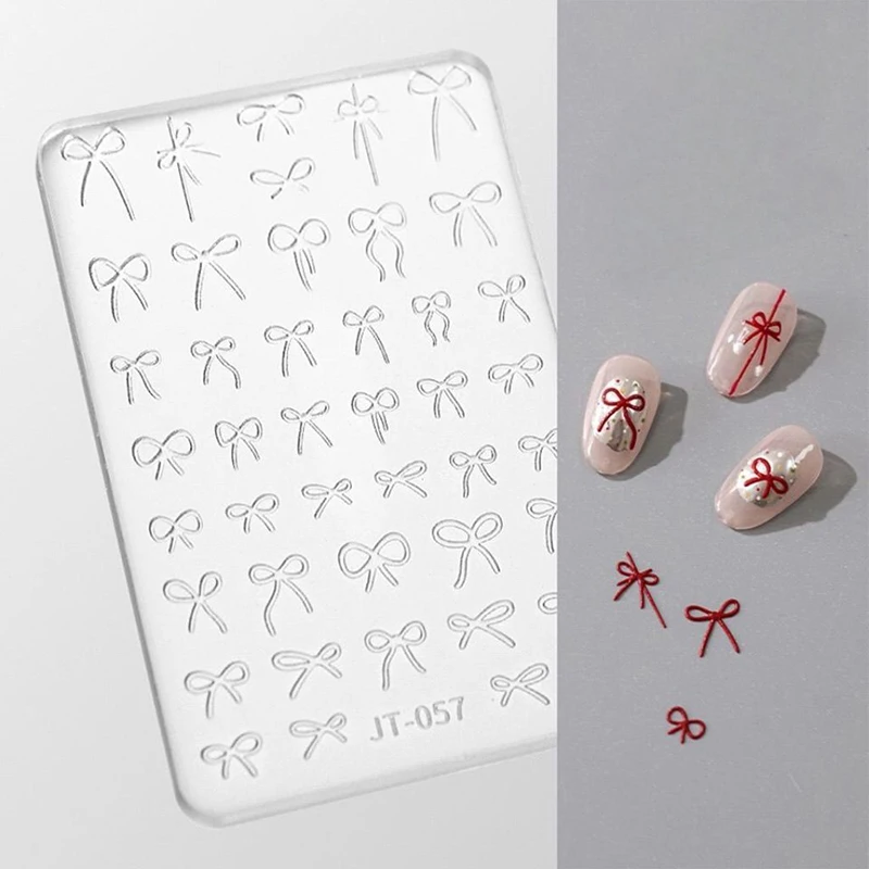 1Pc Bowknot Mold 3D Carving Stamping Plates Manicure Art Decorations DIY Design Silicone Nail Art Mold Template For Nail Charms