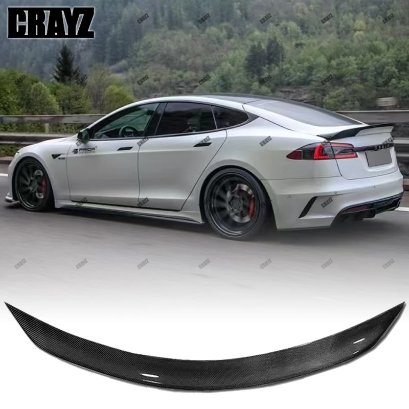 

Forged Carbon Fiber Rear Trunk Spoiler Wing For Tesla Model S 2014 15 16 17 18 2019 Car Boot Lip Wing GT Style Rear Spoiler