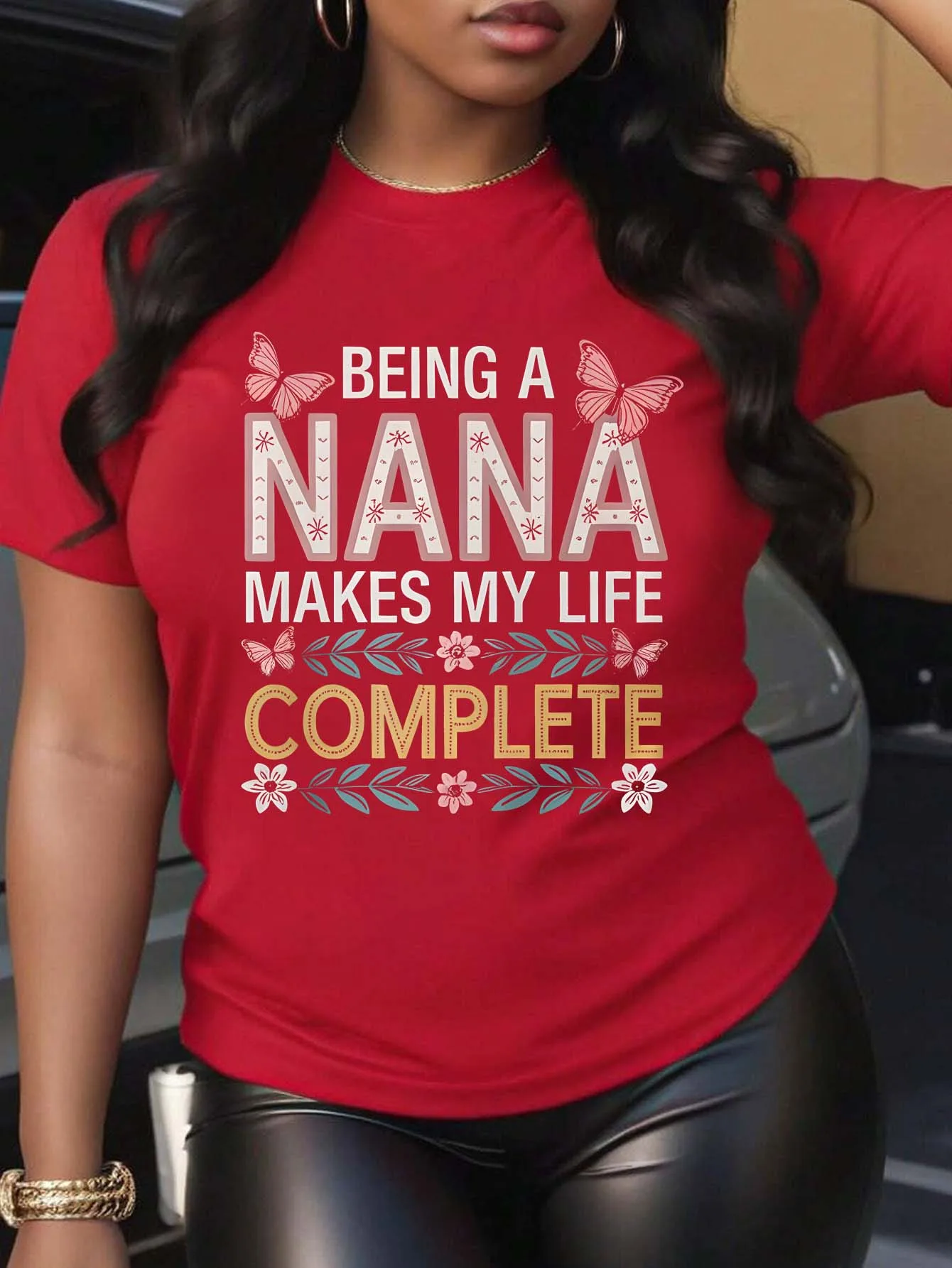 

Plus Size BEING A NANA MAKES MY LIFE COMPLETE Printed Casual Top For Women Showcasing Graceful Style