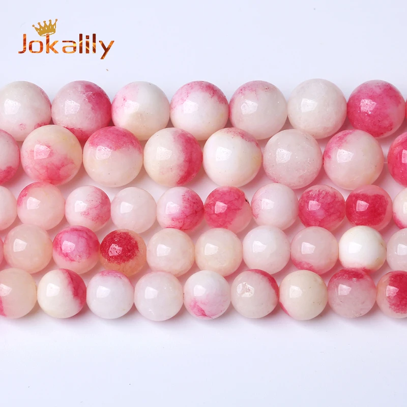 Natural Cherry Blossoms Pink Jades Stone Beads For Jewelry Making Loose Spacer Beads DIY Bracelets Handmade 6 8 10mm 15'' Strand