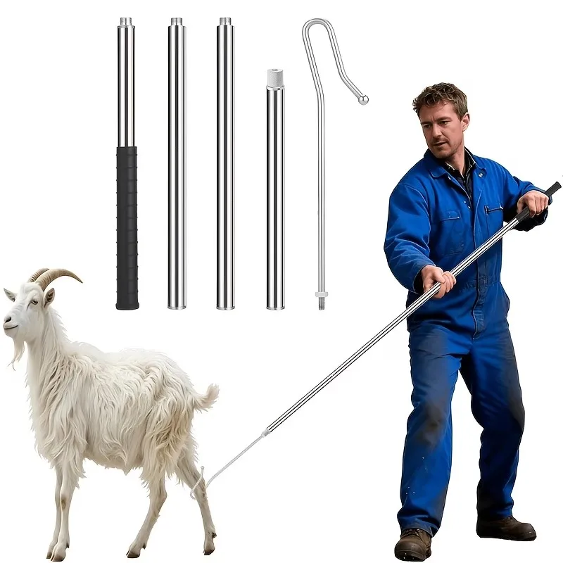no-need-to-chase-sheep-five-section-splicable-sheep-catching-hook-made-of-304-stainless-steel-scratch-resistant-and-won't-hurt-the-sheep's-legs-adjustable-length-for-shearing-and-catching-sheep-a-magical-tool-for-catching-sheep-in-farms
