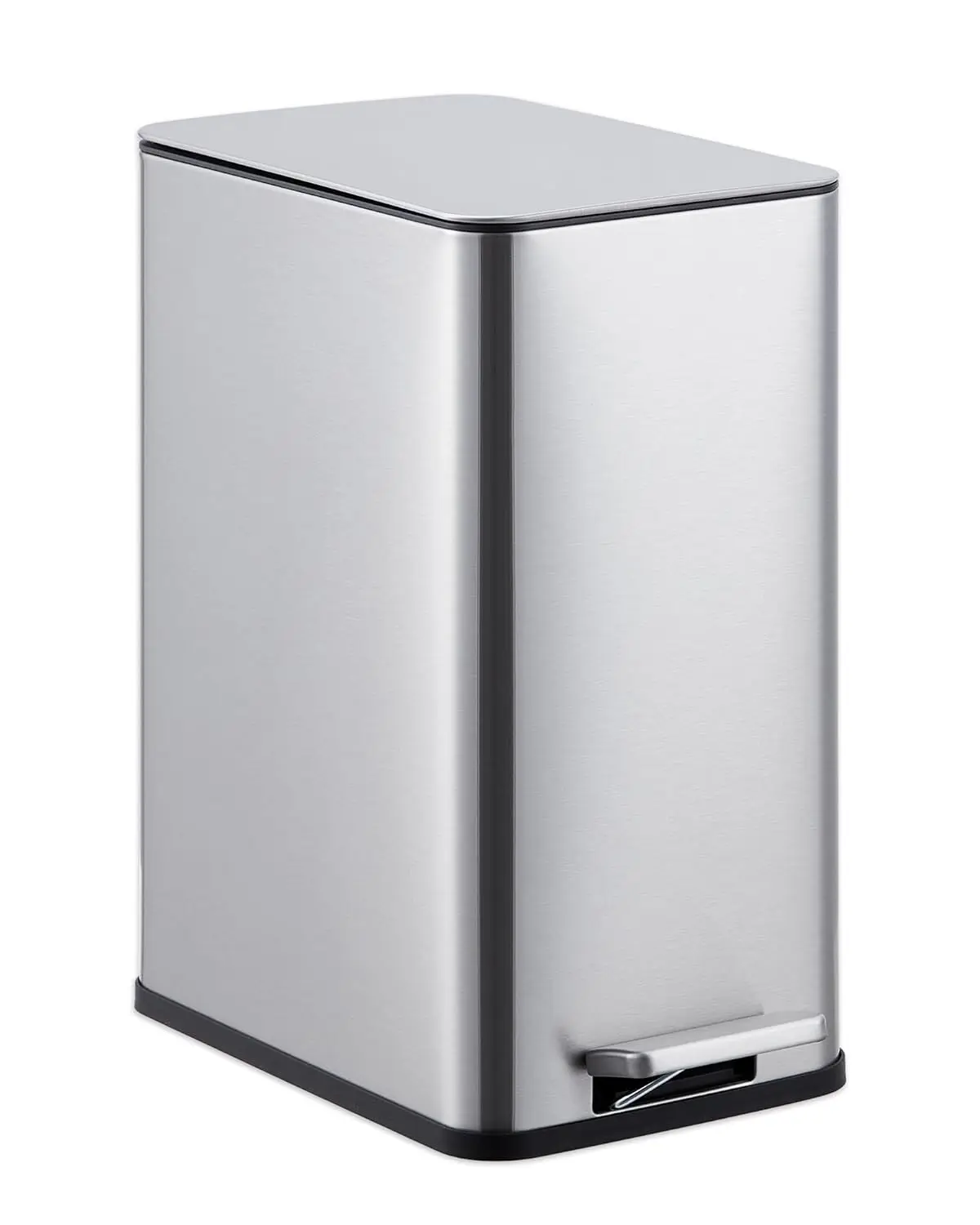 

2.6 Gallon Stainless Steel Trash Can with Soft Close Lid, Step-on Bathroom & Kitchen Garbage Bin, Compact Slim, Customized