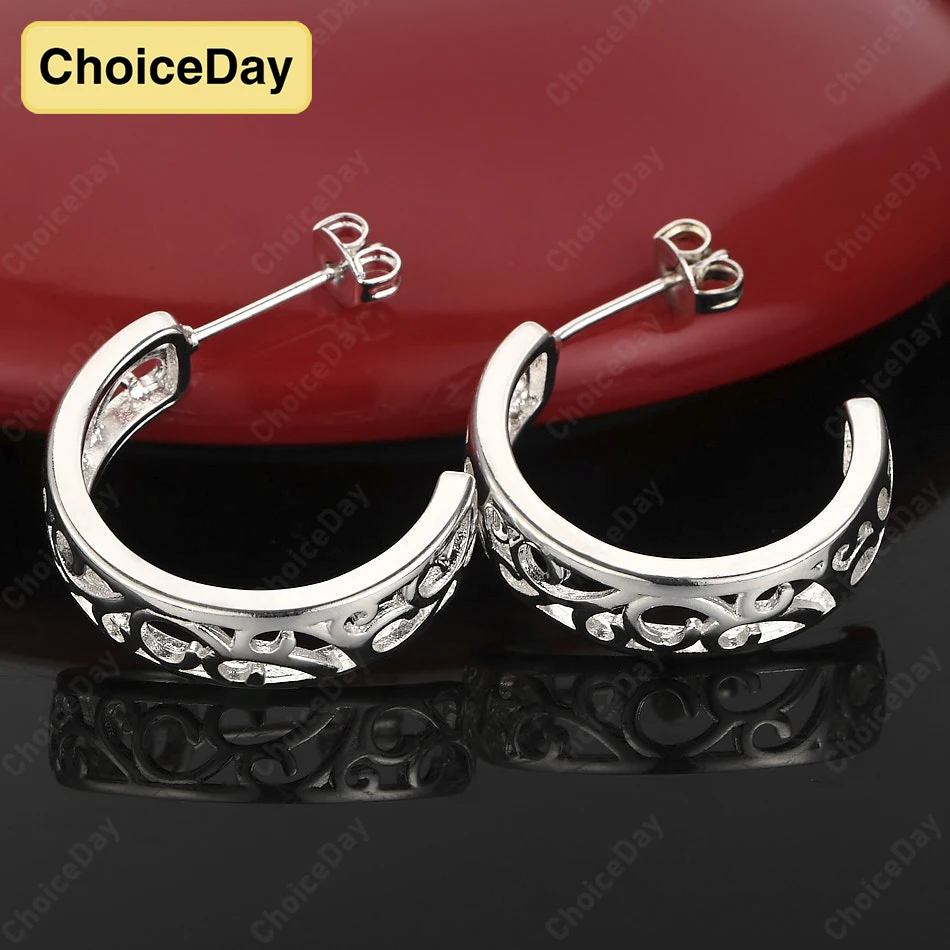 

ChoiceDay 925 sterling silver exquisite pattern round earrings suitable for women girlfriend gift accessories jewelry