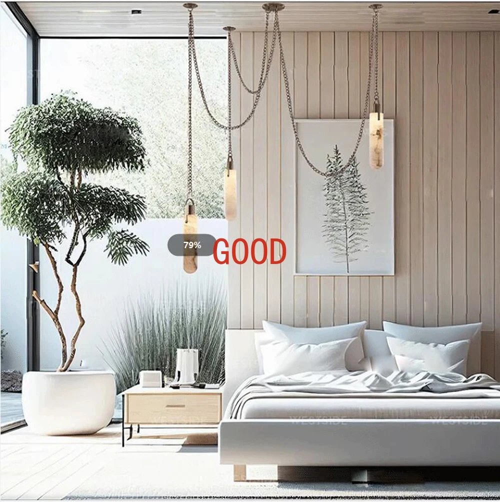 تصميم الرخام الذهب الكروم عكس الضوء LED مصابيح معلقة 2024 الثريا تعليق الإنارة امبين لغرفة الطعام