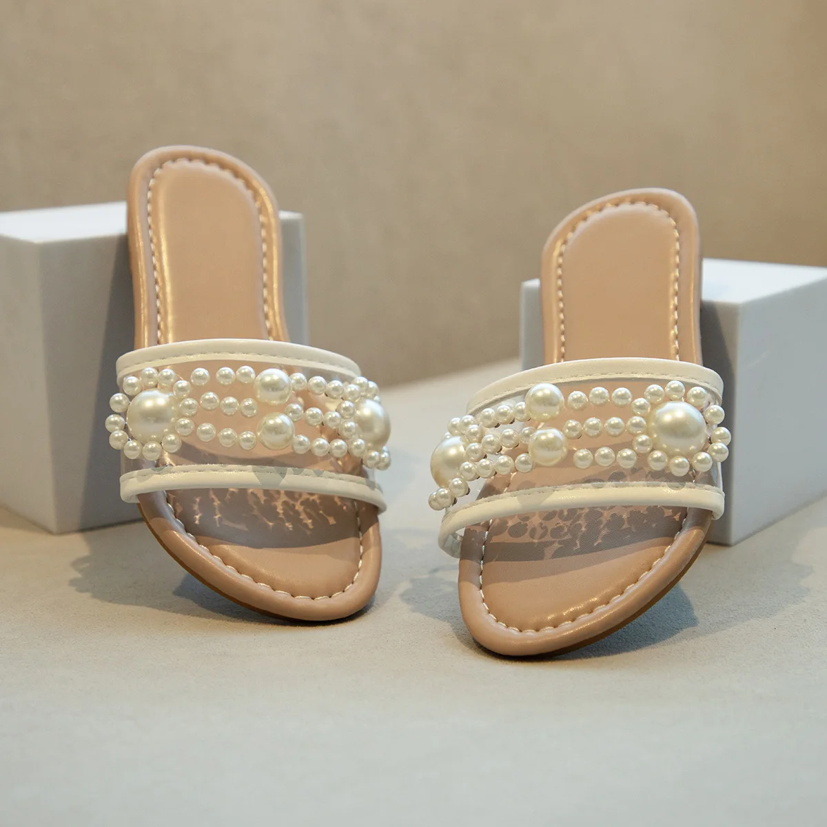 

Children Summer Slippers Breathable Flat Shoes Light Kid Casual Princess New 2024 Little Cool Slippers Fashion Baby Pearl