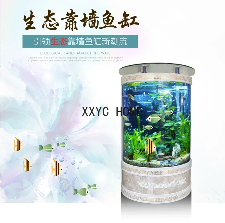 

Semicircle Fish Tank European Fish Tank Ecological Aquarium Wall Fan-Shaped Floor Fish Tank Cylindrical Large and Medium Size