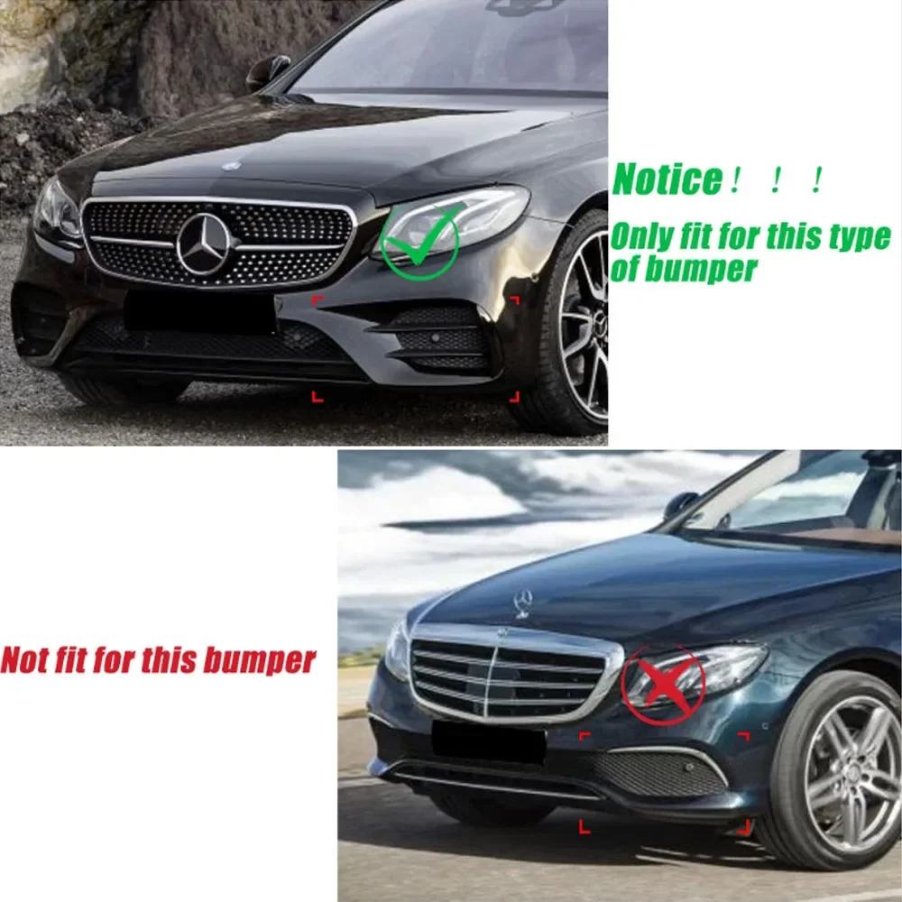 For Mercedes Benz E Class W213 S213 AMG Line Pre-Facelift 2016-2020 Car Front Bumper Lip Splitter Fog Light Trim Gloss Black ABS