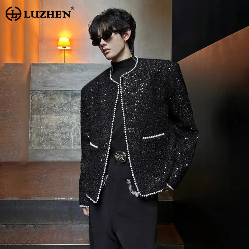 

LUZHEN 2025 Autumn Fashion Sequin Patchwork Niche High Quality Male Coat Trendy Elegant Temperament Casual Men's Jacket JY4546