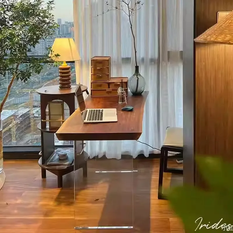Black walnut large board tea table ash wood balcony table tea table living room suspended desk work