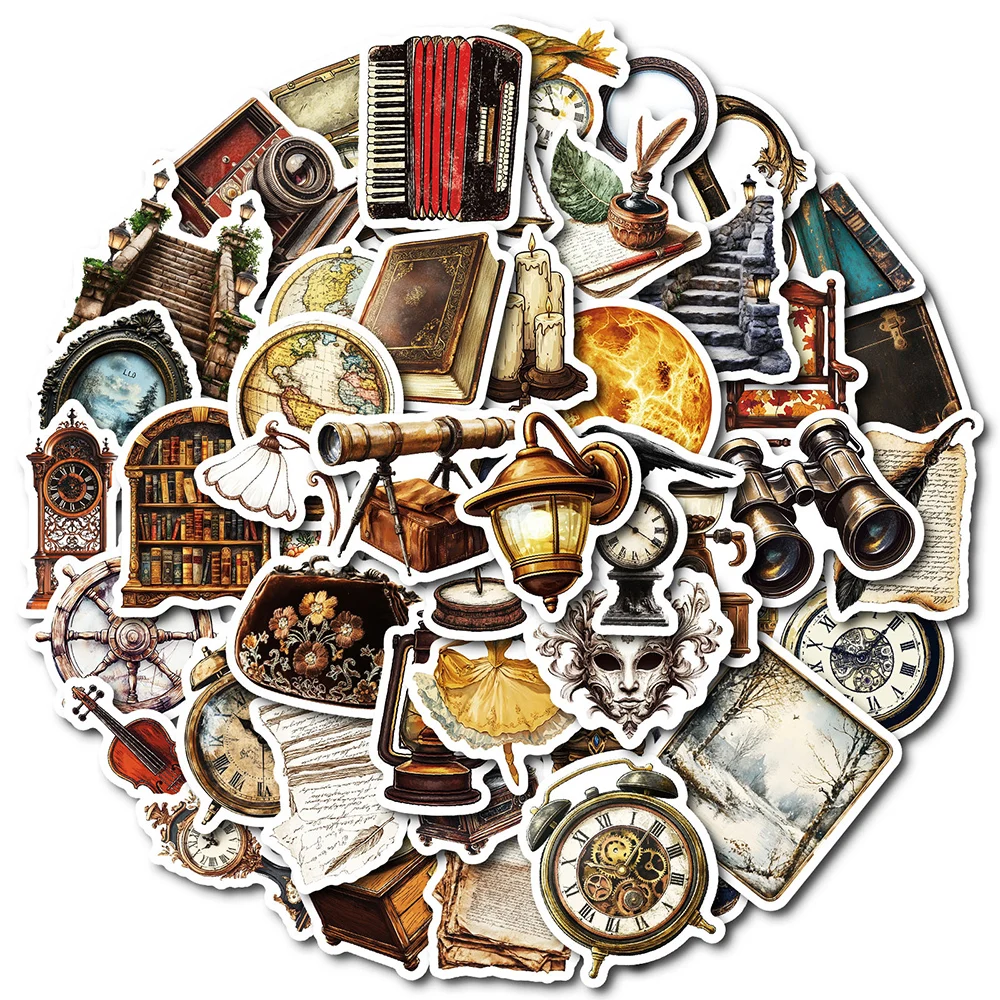 

10/30/50pcs INS Style Vintage Objects Art Cartoon Stickers Retro Decals DIY Laptop Phone Skateboard Fridge Decoration Sticker