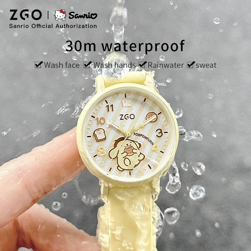 ZGO x Sanrio PompomPurin Children\'s Watch Student 30M Waterproof Cartoon Children\'s Quartz Watch Scratch Resistant mirror 2177