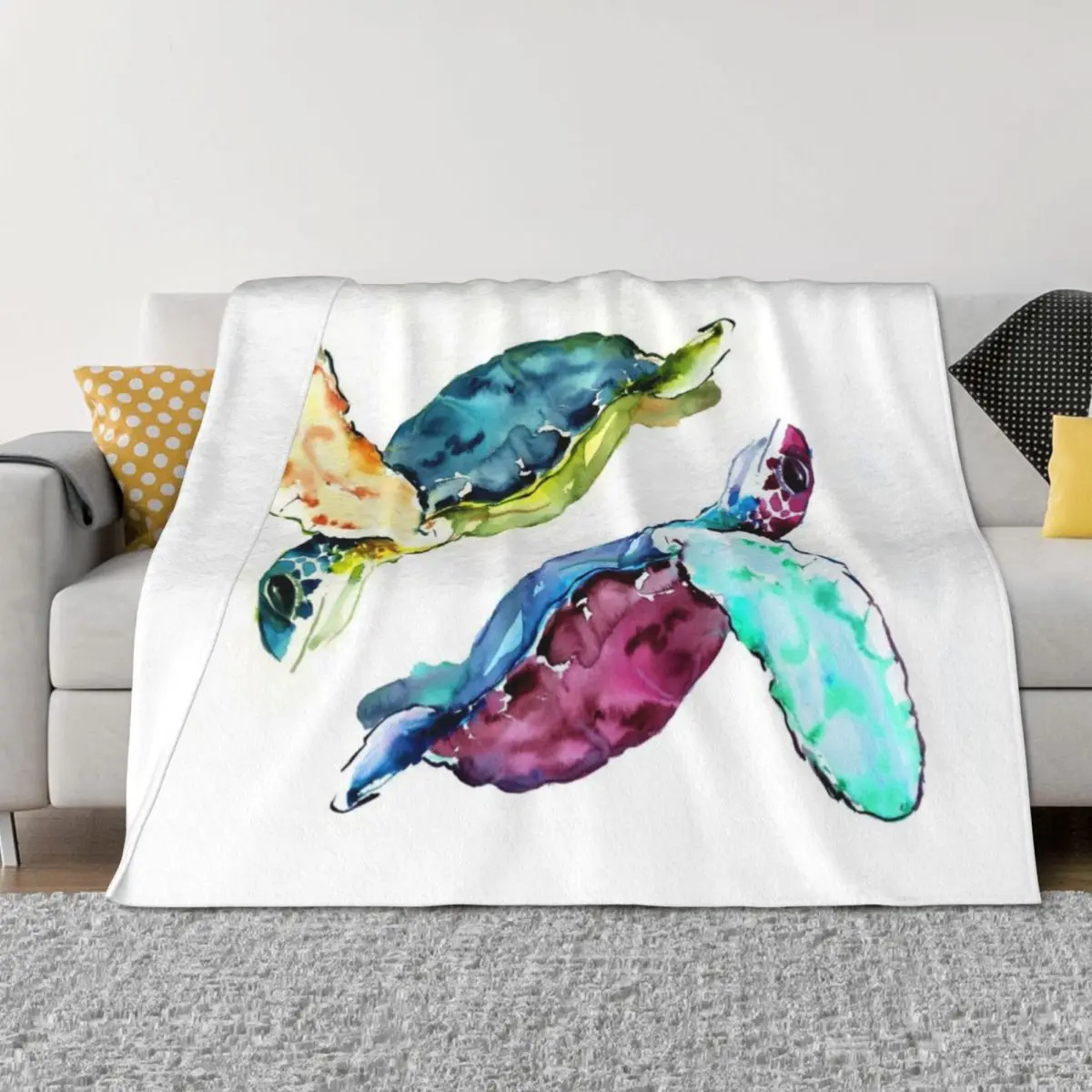 

Two Sea Turtles Yin YUng Throw Blanket Retros wednesday anime Blankets