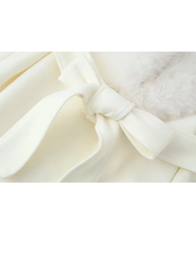 HH nouvelle femme hiver mode polyvalent fausse fourrure effet revers manches longues ceinture Long manteau femme décontracté trajet Long pardessus