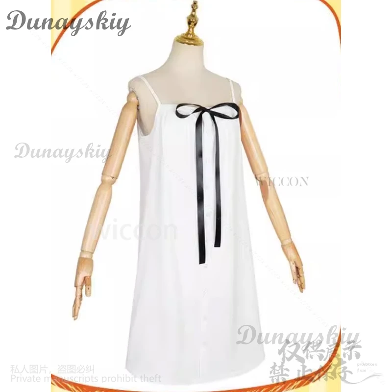 Anime Game The Song Of Saya Japanese Saya Cosplay Costume White Dress Lolita Cos Dark Green Long Wigs Halloween Party Tentacles