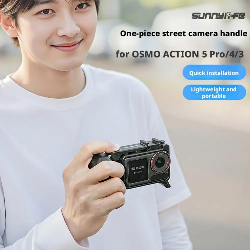 ل DJI OSMO Action 5 Pro/4/3 مقبض التصوير في الشوارع الإفراج السريع قفص أرنب الشارع اطلاق النار قبضة الإطار واقية