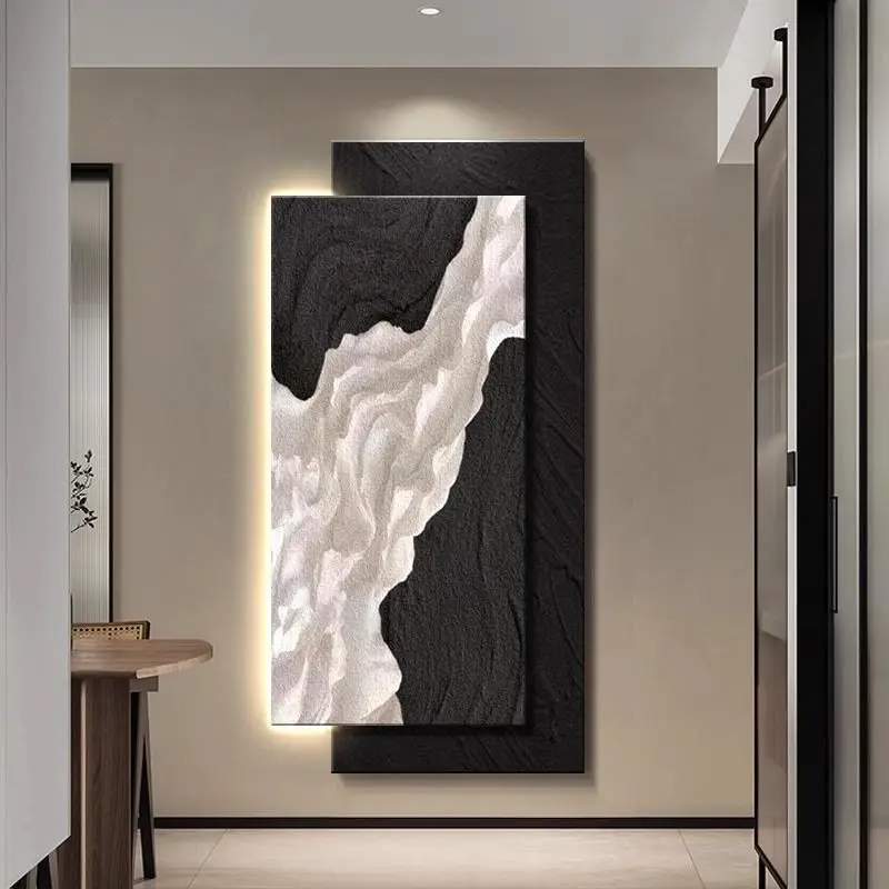 Luxurious Sandstone Texture Wall Lamp for Bedroom, LED Art Light with Hanging Painting Room Decor