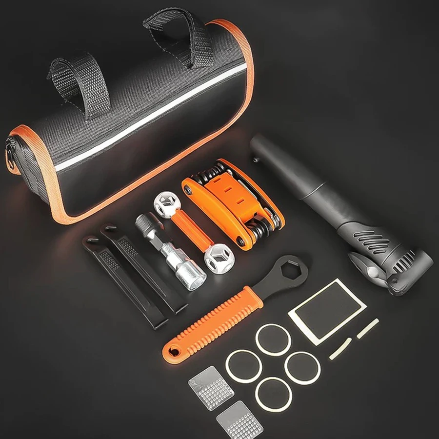 

Bicycle Repair Kits Bag with Pump Tire Patch Lever Maintain Bike Repair Tool Portable Bike Bag, Portable Tool Kit