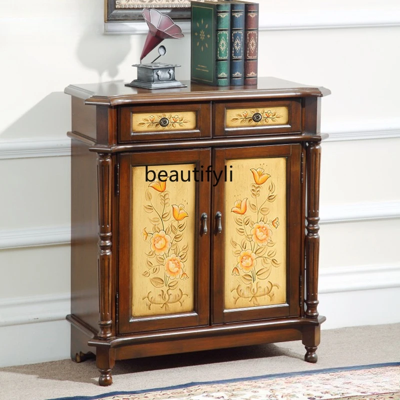 European shoe cabinet ultra-thin, American foyer entrance, living room storage, two buckets and two door side cabinets