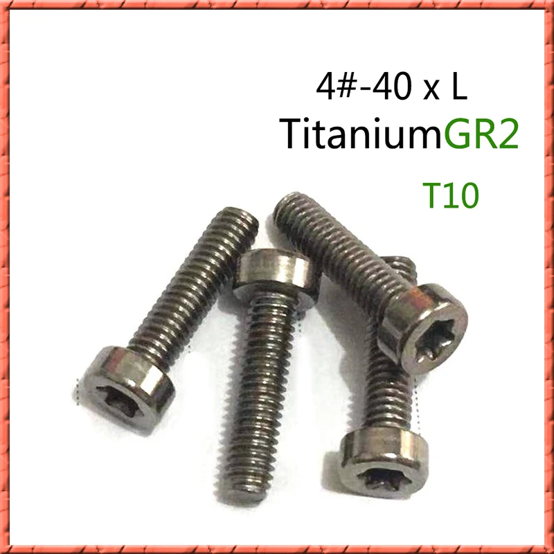 50 pz/lotto 4 # -40xL Titanio GR2 Viti T10 puri americani Vite con scanalatura prugna a testa cilindrica ISO14580 Vite scanalata Torx Ti