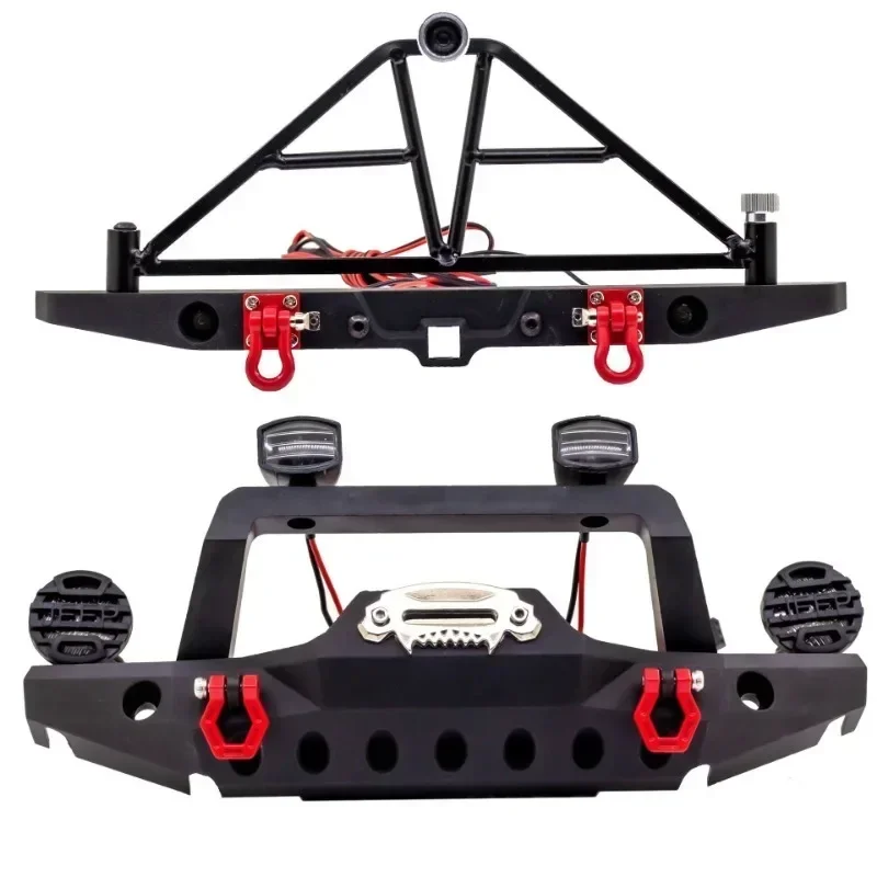 

Front Rear Bumper Metal RC Car Bumper with LED Lights for SCX10 for TRX4 Axial for SCX10 iii 1/10 RC Crawler Part