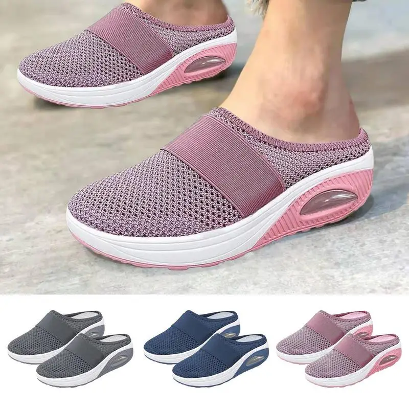 Womens Orthopedic Sneakers Breathable Sports Sneakers Walking Shoes Air Cushion Comfortable Slip-On Shoes Sandals for Women Men