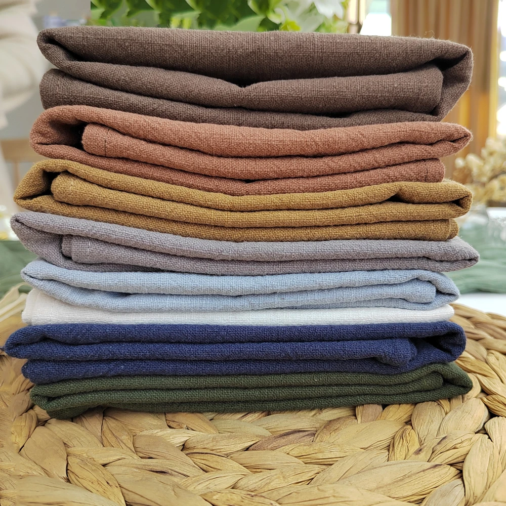 Set of 4 Hemp Cotton Blend Fabric Cloth Napkins Plates Japanese Style Reusable Table Mat for Kitchen Dining Wedding Decoration
