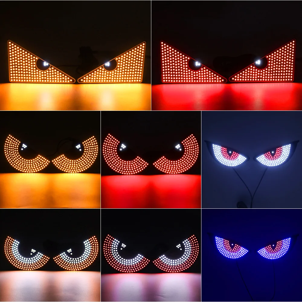 Devil‘s Eyes LED Light Car Warning Signal Lamp Matrix Pixel Panel Devil Eyes Animation Display USB Decoration for Car Windshield