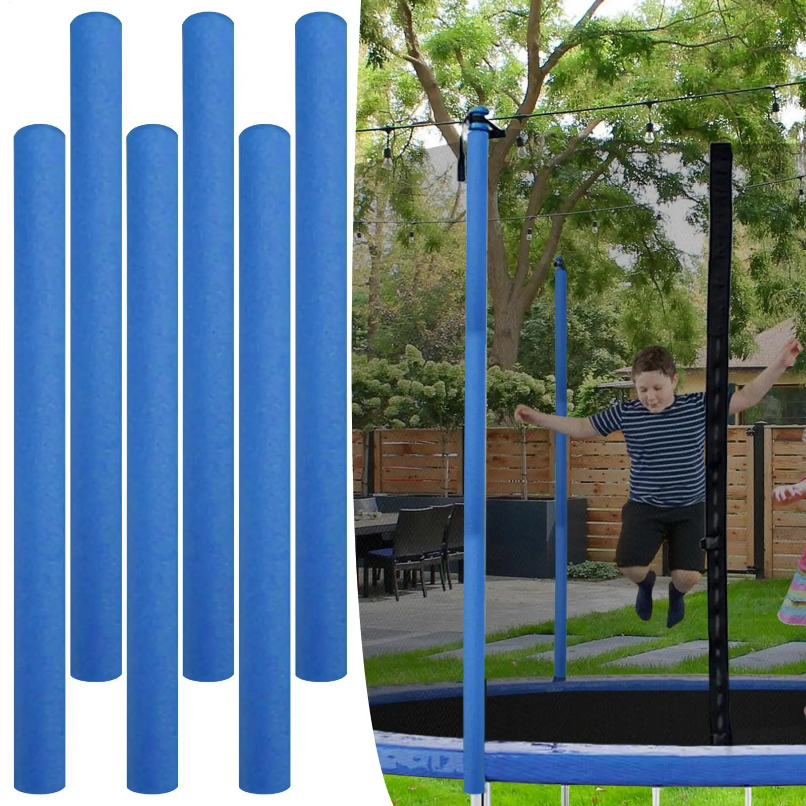 6 Stück Trampolin-Stangenschutz, Trampolin-Stangen-Schaumstoffrohre, schadensresistente Polster, Ersatz für sicheren Außengebrauch, Zubehör