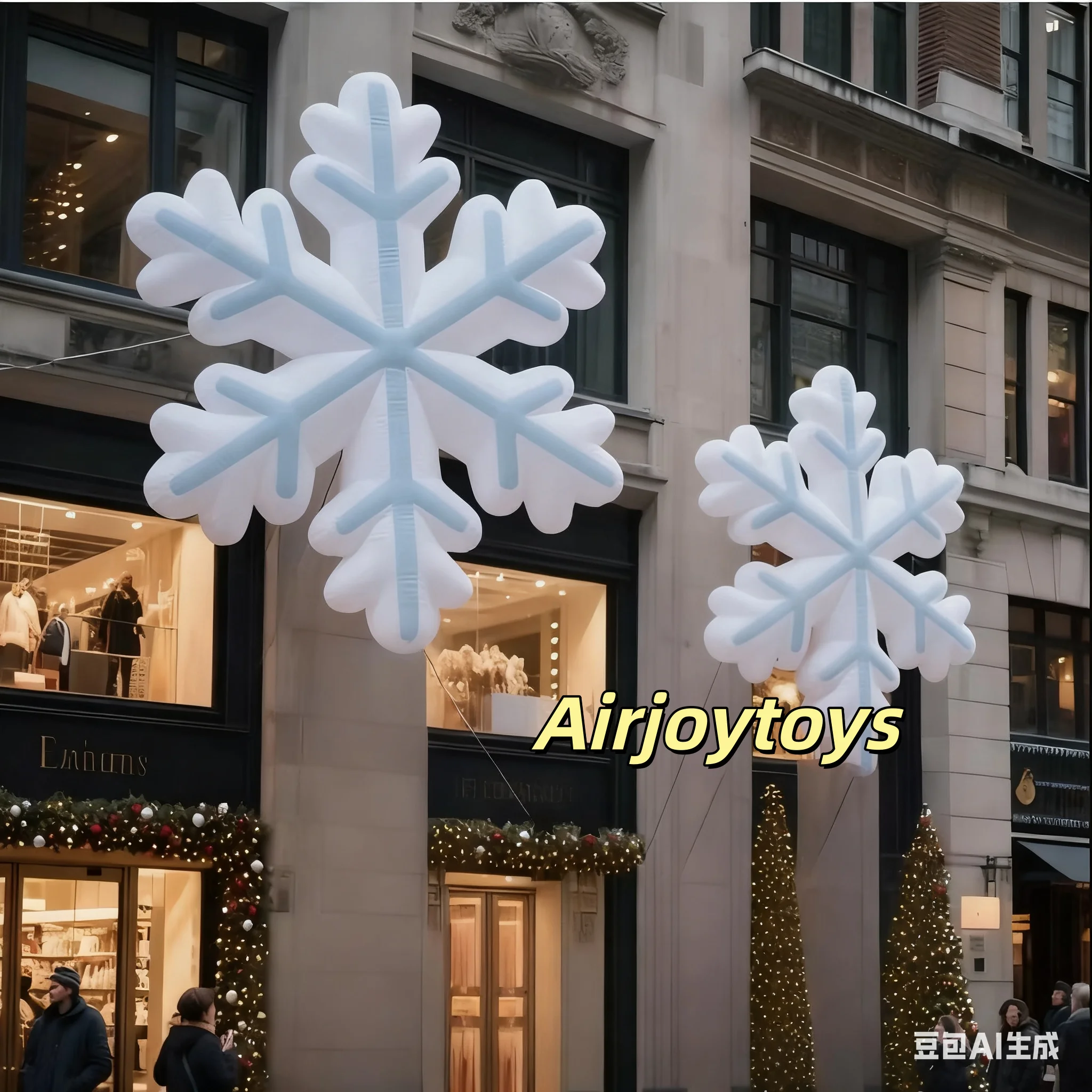 แม่พิมพ์ลมเป่ารูปเกล็ดหิมะ ไฟประดับคริสต์มาสแบบแขวน สำหรับตกแต่งห้างสรรพสินค้า ลานกลางแจ้ง บาร์ งานปาร์ตี้ งานอีเว้นท์ ทัวร์ พร็อพบนเวที