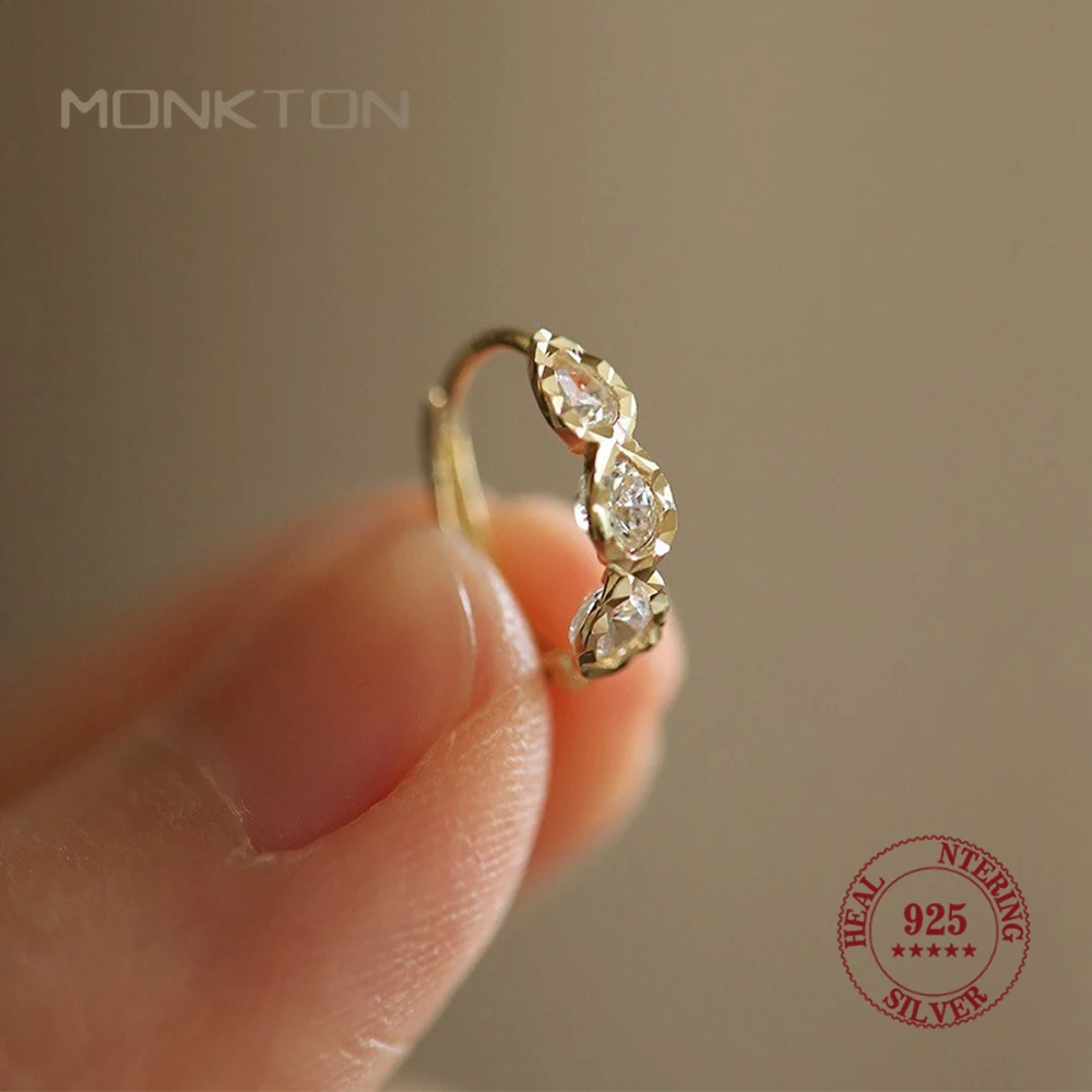 

Monkton Sterling Silver 925 Zircon Hoop Earrings for Women Charms14K Gold Earring Luxury Jewelry Female Accessories Gift