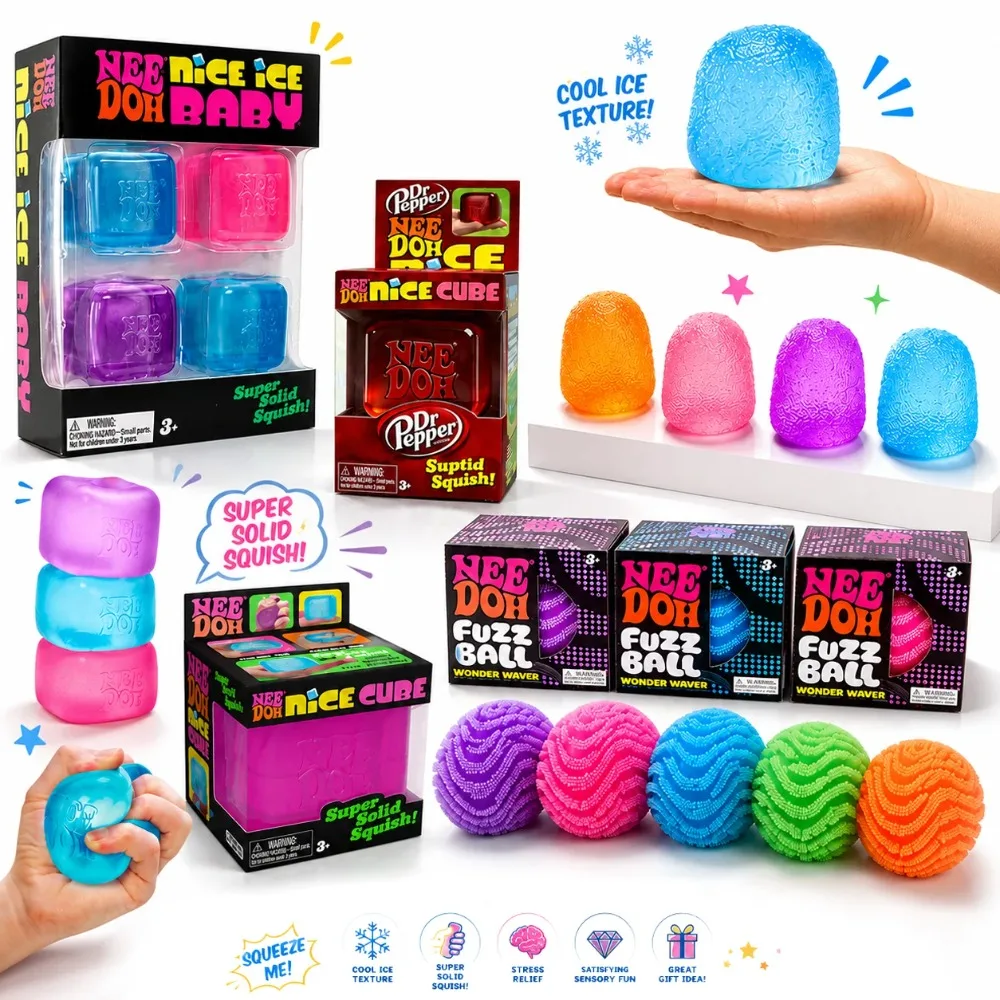 Juguete Sensorial Antiestrés Nee Doh Nice Cube Ice Cube Fuzz Ball, Tendencia 2026, para Aliviar el Estrés, TDAH, Ansiedad, Idea de Regalo para Adultos